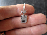 Sterling Silver Cat in a Box Necklace - Cat Charm on Adjustable Sterling Chain
