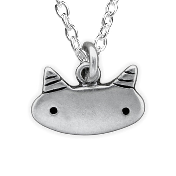 Sterling Silver Tiny Cat Charm Necklace on Adjustable Sterling Chain