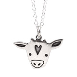 Sterling Silver Cow Charm Necklace on Adjustable Sterling Chain