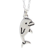 Sterling Silver Dolphin Charm Necklace - Dolphin Charm on Adjustable Sterling Chain