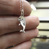 Sterling Silver Dolphin Charm Necklace - Dolphin Charm on Adjustable Sterling Chain