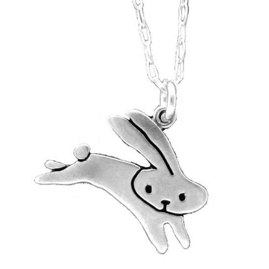 Tiny Little Rabbit Pendant Necklace in Sterling Silver, Silver Rabbit Necklace, Silver Hare Necklace