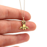 Gold Angel Bunny Charm Necklace
