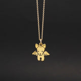 Little Gold Angel Dog Necklace - Memorial Charm