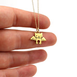 Tiny Gold Angel Kitty Necklace