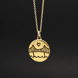 Gold Dipped Round Golden Gate Bridge Medallion Necklace