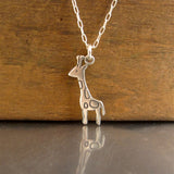 Sterling Silver Giraffe Charm Necklace on an Adjustable Sterling Chain