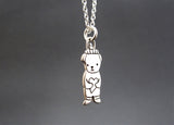 Little Honey Bear Charm Necklace in Sterling Silver