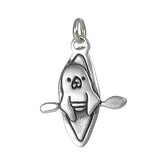 Sterling Silver Kayaking Seal Necklace - Otter in a Kayak Pendant