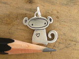 Sterling Silver Monkey Charm Necklace on Adjustable Sterling Chain - Monkey Charm