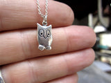 Sterling Silver Owl Charm Necklace on Adjustable Sterling Chain - Owl Charm