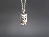 Sterling Silver Owl Charm Necklace on Adjustable Sterling Chain - Owl Charm