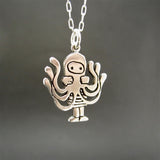 Sterling Silver Octopus Necklace - Anthropomorphic Necklace