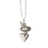 Sterling Silver Tiny Orbit Heart Necklace - Explorer Charm - Astronaut Charm