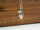 Sterling Silver Tiny Orbit Heart Necklace - Explorer Charm - Astronaut Charm