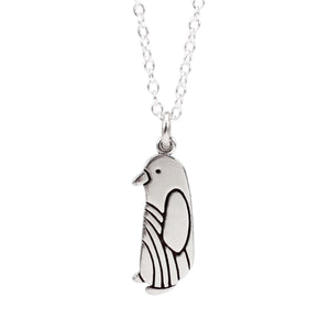 Sterling Silver Penguin Charm on Adjustable 16" 18" 20" Sterling Chain