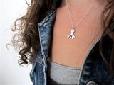 Sterling Silver Octopus Necklace - Octopus Charm Jewelry