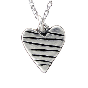 Sterling Silver Little Stripe Heart Necklace