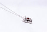Sterling Silver and Rose Cut Garnet Heart Necklace