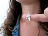 Sterling Silver Little Sock Monkey Necklace - Monkey Jewelry