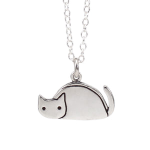 Sterling Silver Taco Cat Charm Necklace on Adjustable Sterling Silver Chain