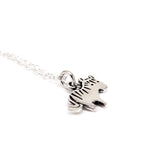 Tiny Sterling Silver Zebra Charm Necklace on Adjustable Sterling Silver Chain