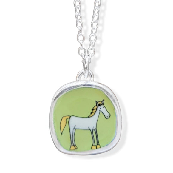Horse Charm Pendant Necklace with Animal Advice Card (What advice woul –  YarnNecklaces