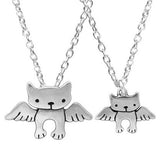 Sterling Silver Mother Daughter Angel Kitty Necklaces