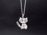 Sterling Silver Mother Daughter Raccoon Necklace Set