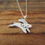 Sterling Silver Mother Daughter Flying Bunny Necklaces