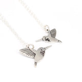 Sterling Silver Parent Child Hummingbird Charm Set on Adjustable Sterling Chain
