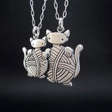 Sterling Silver Mother Daughter Knitten Necklaces