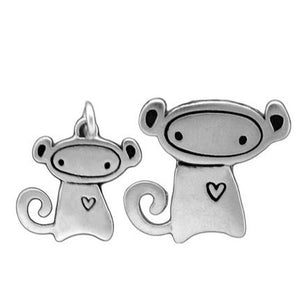 Sterling Silver Mother Daughter Monkey Necklaces