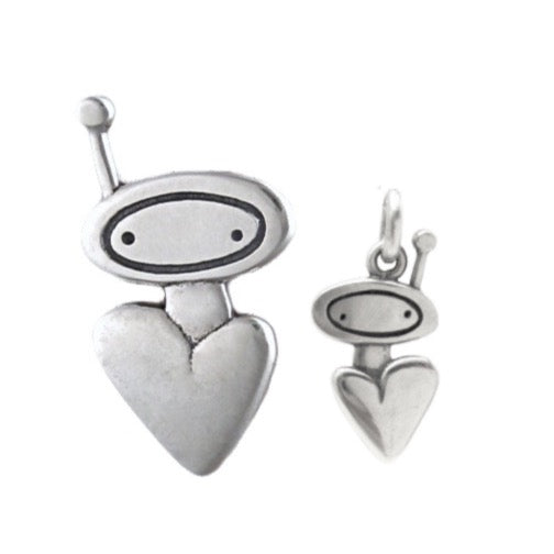 Sterling Silver Mother Daughter Astronaut Heart Necklaces