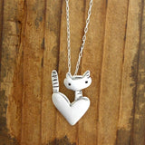 Sterling Silver Mother Daughter Pocket Cat Necklaces