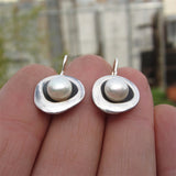 Round Sterling Silver and Pearl Earrings - Pearl Jewelry