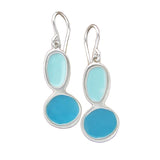 Modern Enamel Pebble Earring in Sapphire - Mid Century Modern Style Blue Earrings - Sterling Silver and Enamel Jewelry