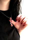 Modern Necklace in Fire Reds - New Mid Century Modern Sterling Silver and Enamel Pendant