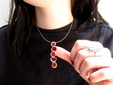Modern Necklace in Fire Reds - New Mid Century Modern Sterling Silver and Enamel Pendant