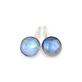 Modern Blue Moonstone Lever Back Earrings - Gemstone Jewelry