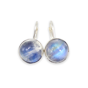 Modern Blue Moonstone Lever Back Earrings - Gemstone Jewelry