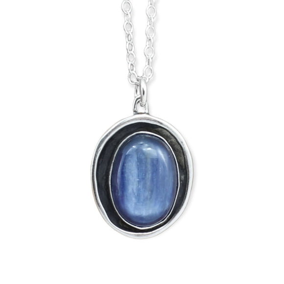 Sterling Silver and Kyanite Shadow Box Style Necklace