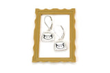 Tiny Cat Earrings - Enamel and Sterling Silver Kitten Earrings - Kitty Earrings