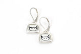 Tiny Cat Earrings - Enamel and Sterling Silver Kitten Earrings - Kitty Earrings