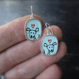 Happy Dog Earrings - Sterling Silver and Enamel Dog Jewelry
