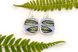 Leaf Earrings made with Vitreous Enamel and Sterling Silver, Nature Inspired Dangles