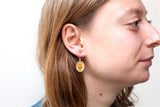 Shifty Cat Earrings - Sterling Silver and Enamel Orange Cat Earrings