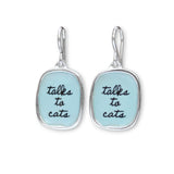 Sterling Silver and Enamel Talks to Cats Earrings
