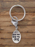 Sterling Silver Love Me, Love My Dog Keychain
