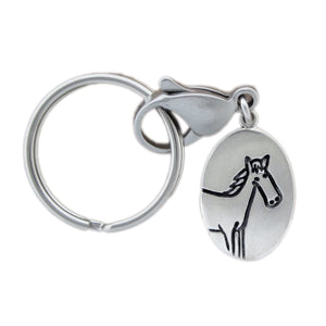 Sterling Silver Horse of Course Keychain